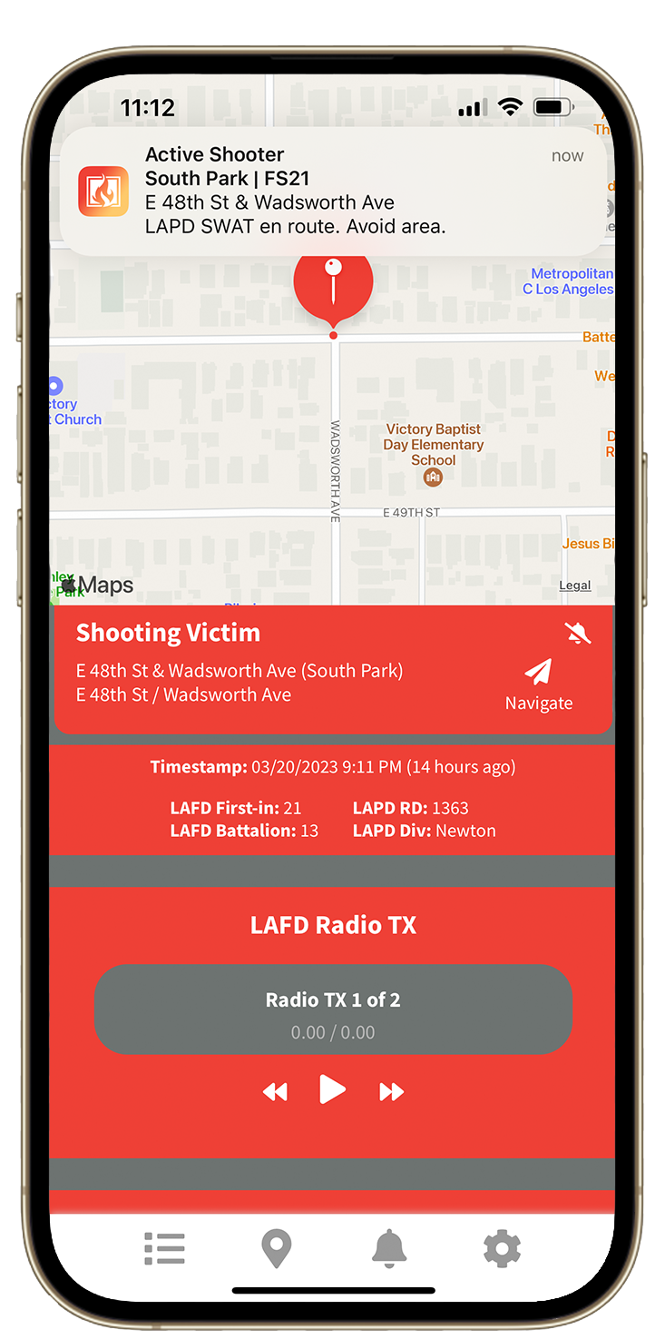 Screenshot and devices showcasing the LAIT911 app